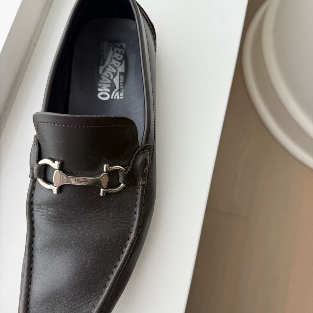 Salvatore Ferragamo Dark Brown Leather Loafers